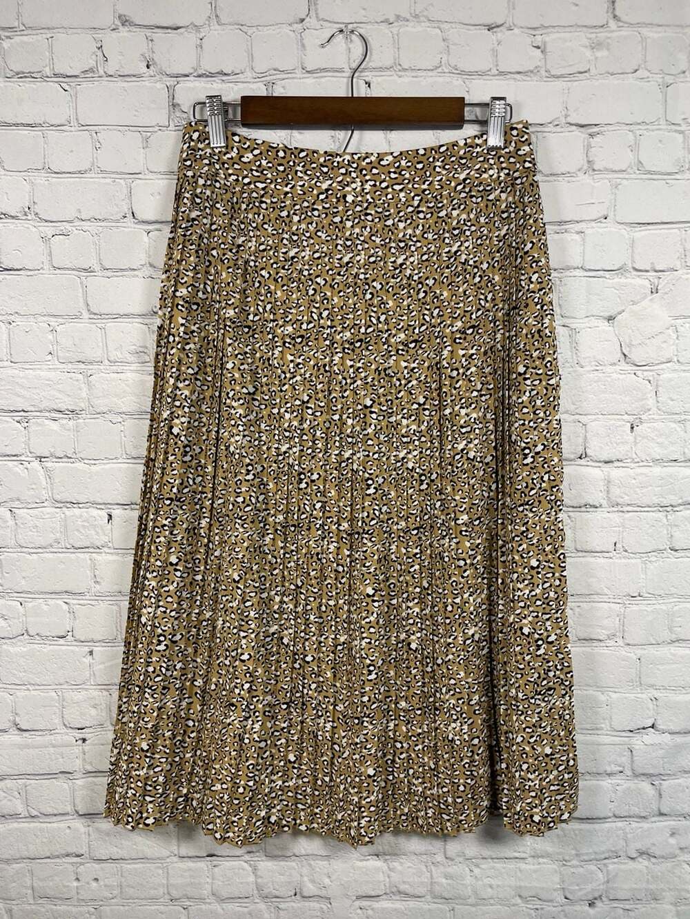 J.Crew Leopard Print AccordionPleated Midi Skirt Size 6